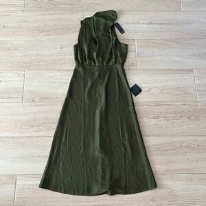 Lulus Distinctive Charm Satin Asymmetrical Midi Dress